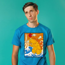 Catzilla Off Kanagawa Funny Japanese Art Cat Graph