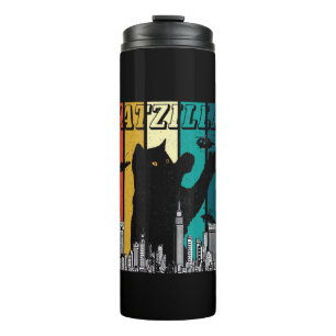 Catzilla Retro Funny Cat Kitten Halloween Thermosbeker