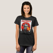 Catzilla  Schattigee kat Sunset Catzilla T-shirt (Voorkant volledig)