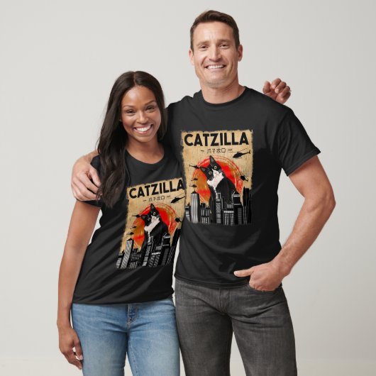 Catzilla T-shirt - Grappige smoking kat en kitten (Unisex)