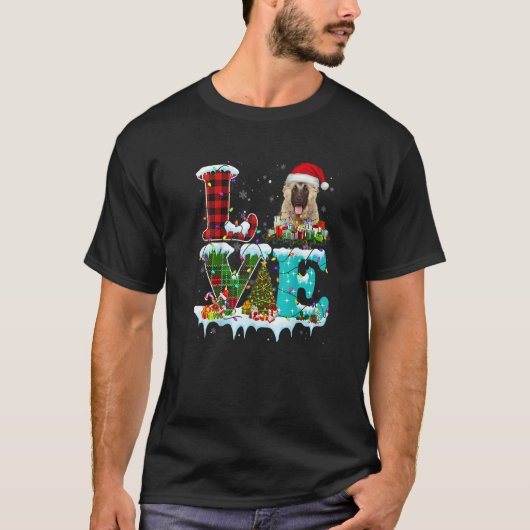 Caucasian Shepherd Christmas Tree Light Pajama Dog T-shirt (Voorkant)