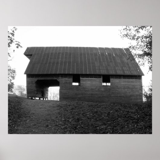 Caughron Barn, Cades Cove, b&w Poster (Voorkant)