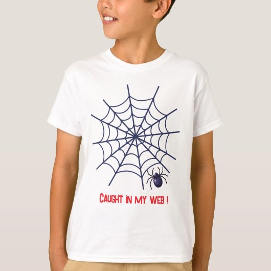 Caught In My Web – Funny Spider Halloween T-Shirt  (Devant)