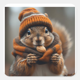Caught snacking again - Squirrel Ai image Vierkante Sticker