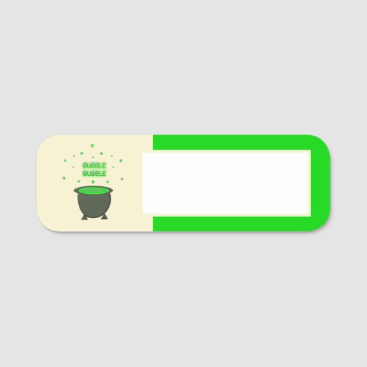 Cauldron and Bubbling Green Brew Halloween Naamplaatje (Voorkant)