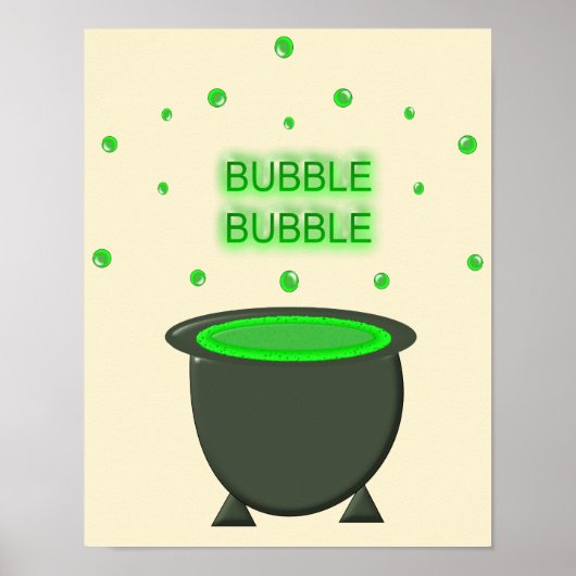 Cauldron and Bubbling Green Brew Halloween Poster (Voorkant)