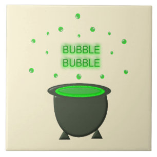 Cauldron and Bubbling Green Brew Halloween Tegeltje