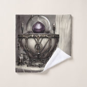Cauldron argenté orné avec balle en cristal violet (Gant de toilette)