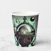 Cauldron met Green Crystal Ball en Orbs Papieren Bekers (Voorkant)