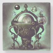 Cauldron met Green Crystal Ball en Orbs Stenen Onderzetter (Voorkant)