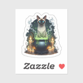 Cauldron Siamese - Magische Siamese kat Sticker