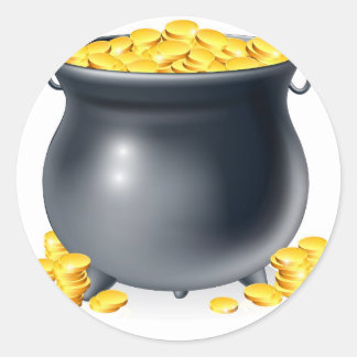 Cauldron vol gouden munten ronde sticker