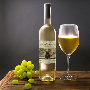 Causal personnalisé Green Photo Pays Vin Étiquette