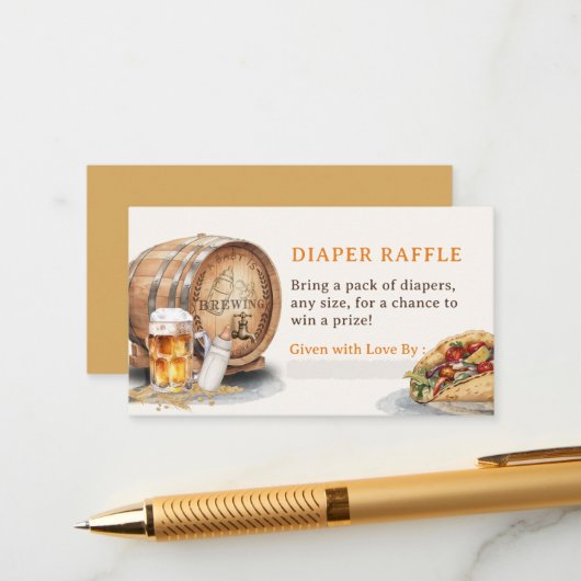 Causal Tacos Beer Luier Raffle Enclosure Kaart (Voorkant / Achterkant in situ)