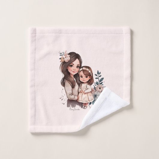 Caution adorable mère et fille (3) (Gant de toilette)