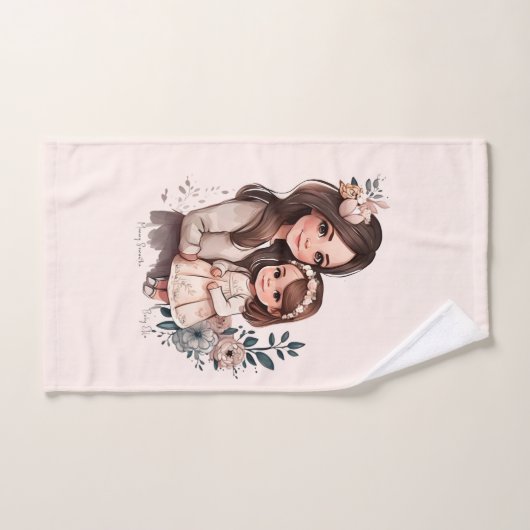Caution adorable mère et fille (3) (Serviette à main)