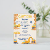 CAUTION! Construction Truck Birthday Invitation (Debout devant)