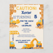 CAUTION! Construction Truck Birthday Invitation (Devant)