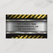 Caution Grunge | Metaalstaal geborsteld Visitekaartje (Achterkant)