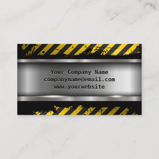 Caution Grunge | Metaalstaal geborsteld Visitekaartje (Achterkant)