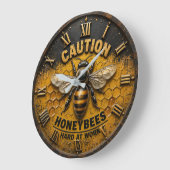 Caution Honeybees Hard at Work Rustic Beekeeper Grote Klok (Hoek)