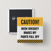 Caution Irish Whiskey Funny St. Patrick's Button (Voorkant /achterkant)
