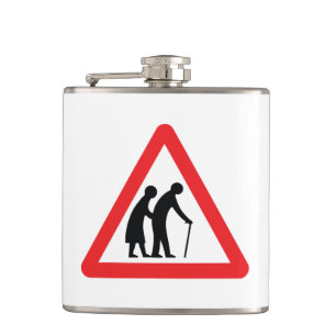 CAUTION ouderen - UK Traffic Sign Heupfles