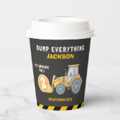 "Caution: Party Ahead! Construction Birthday 2 Papieren Bekers (Achterkant)