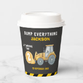 "Caution: Party Ahead! Construction Birthday 2 Papieren Bekers (Voorkant)