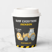 "Caution: Party Ahead! Construction Birthday 3 Papieren Bekers (Achterkant)