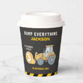 "Caution: Party Ahead! Construction Birthday 3 Papieren Bekers (Voorkant)