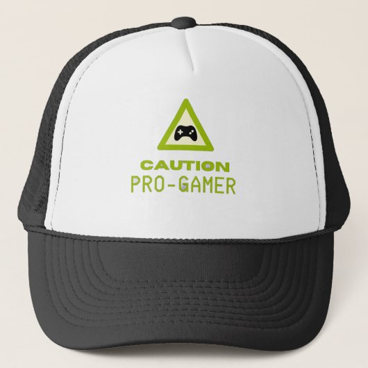 Caution Pro-Gamer Trucker Hat - Retro Gaming Style Pet (Voorkant)