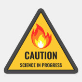 Caution Science in Progress Driehoek Sticker (Voorkant)