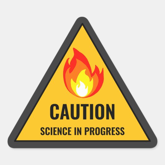 Caution Science in Progress Driehoek Sticker (Voorkant)