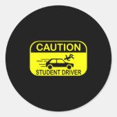 Caution Student Driver Funny Ronde Sticker (Voorkant)