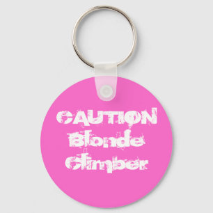 CAUTIONBlonde-klimmer Sleutelhanger
