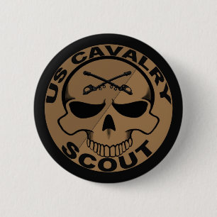Cav Scout Skull Black en Gold Ronde Button 5,7 Cm