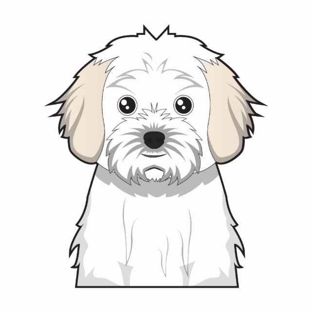 Cavachon-Cartoon Staand Fotobeeldje (Voorkant)