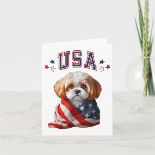 Cavachon-hond VS patriottische vlag Memorial,4 Kaart