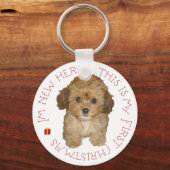 Cavachon Puppy First Kerstmis Sleutelhanger (Voorkant)