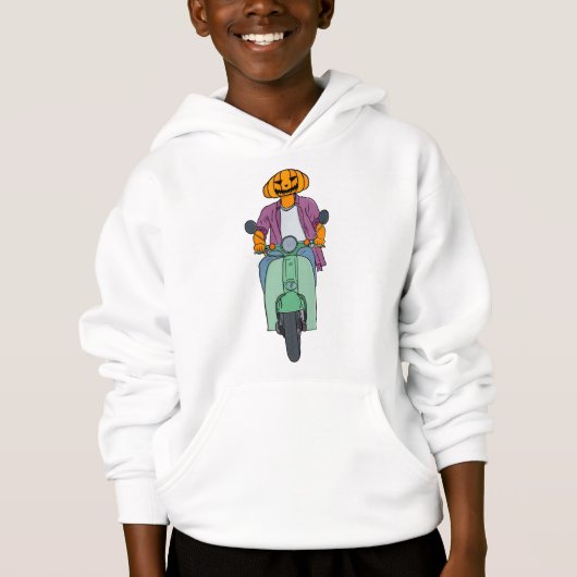 Cavalier Citrouille sur Scooter Menthe (Devant)