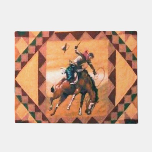Cavalier de Bronc 18" x 24" tapis de porte (Devant)