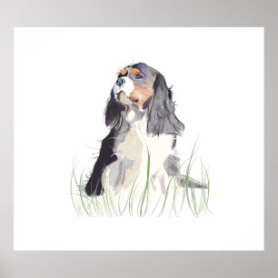 Cavalier King Aquarelle Poster d'Art Mural