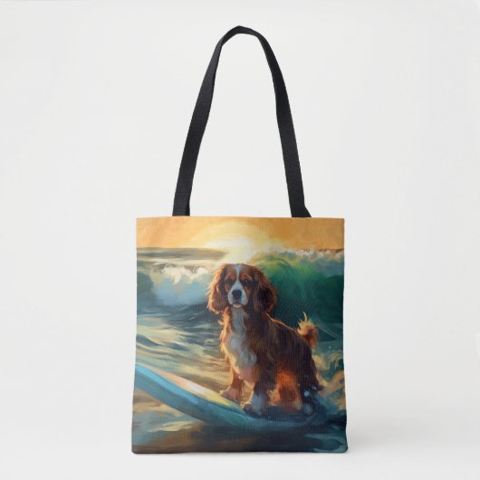 Cavalier King Beach Surfen Schilderij Draagtas (Voorkant)