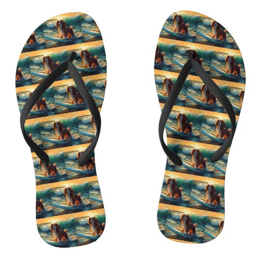 Cavalier King Beach Surfen Schilderij Teenslippers (Voetbed)