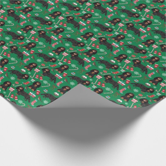 Cavalier King Charles Black en Tan Kerstmis Cadeaupapier (Hoek)