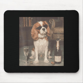 Cavalier King Charles drinkt champagne grappig Muismat