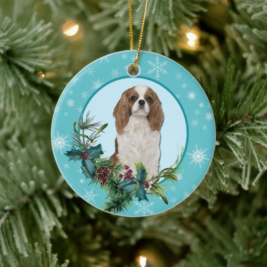 Cavalier King Charles Evergreen Blue Snowflake Keramisch Ornament (Boom)