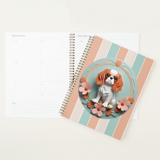 Cavalier King Charles Fleurs Papier Coupe Art (Devant avec enveloppe)