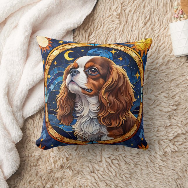 Cavalier King Charles Glas in lood Night Sky Moon Kussen (Deken)
